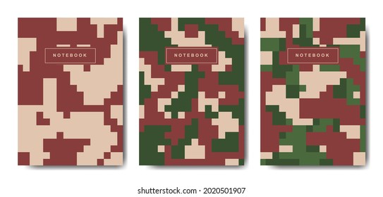 Military and army pixel camouflage cover notebook