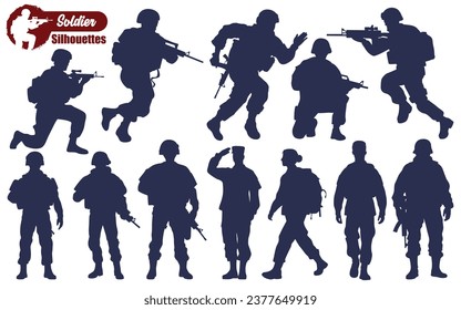 Vector de siluetas militar o militar