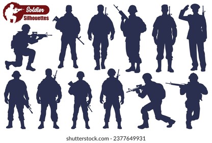 Vector de siluetas militar o militar