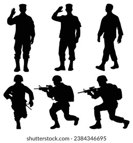 Vector de siluetas militar o militar