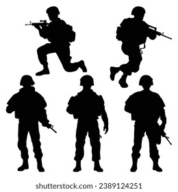 Vector de siluetas militar o militar