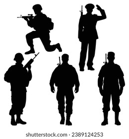 Vector de siluetas militar o militar