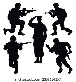 Vector de siluetas militar o militar