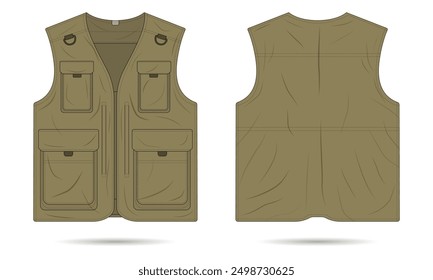 Military army vest template front and back view