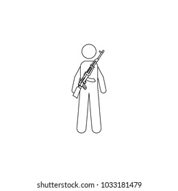 military with automatic weapons icon. Element of military icon for mobile concept and web apps. Thin line icon for website design and development, app development. Premium icon on white background