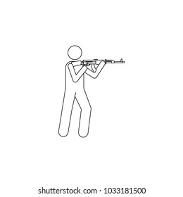 military with automatic weapons icon. Element of military icon for mobile concept and web apps. Thin line icon for website design and development, app development. Premium icon on white background