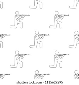 military with automatic weapons icon. Element of army icon for mobile concept and web apps. Pattern repeat seamless military with automatic weapons. on white background