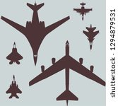 military aviation set of fighter aircraft and bombers vector graphics pattern of aircraft