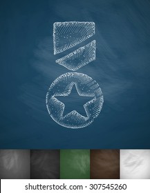 military award icon. Hand drawn vector illustration. Chalkboard Design