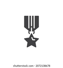 Military award medal vector icon. filled flat sign for mobile concept and web design. Medal star glyph icon. Symbol, logo illustration. Vector graphics