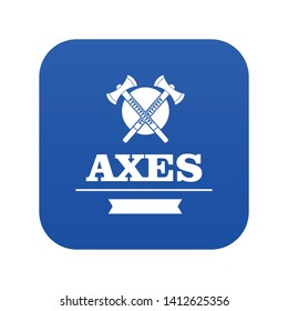 Military axe icon blue vector isolated on white background