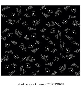 Military Background army seamless pattern. Tank, plane, cap, weapons, ship. February 23