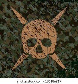 Military background with skull. Vector