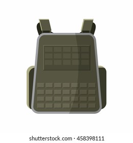 Military backpack icon in cartoon style isolated on white background. Equipment symbol