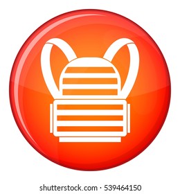 Military backpack icon in red circle isolated on white background vector illustration