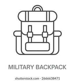 Military Backpack Simple Style Design Outline Symbol Illustration