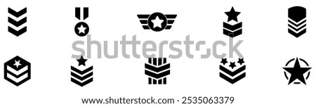 Military badge icon. Army, Military rank chevron icons set. Army Patch symbols. Vector Illustration. EPS 10