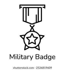 Military badge icon in line style 