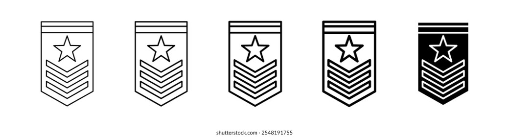 ícone de distintivo militar Conjunto de logotipo de linha fina simples