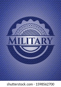 Military badge with jean texture. Vector Illustration. Detailed.