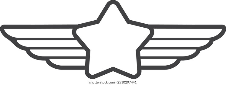 Military badge line template. Winged star insignia