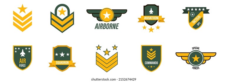 Military badge set. Air force emblem. Vector illustration.