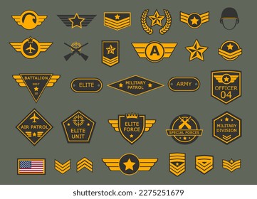 Military badge set. Air force emblem. Vector illustration.