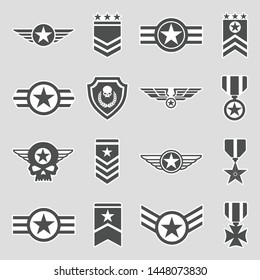 Military Badges Icons. Sticker Design. Vector Illustration.