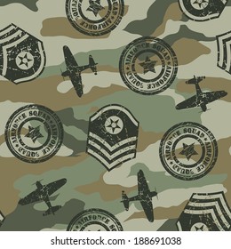 Military Badges Seamless Pattern .