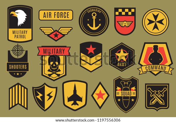 Military Badges Usa Army Patches American Stock Vector Royalty