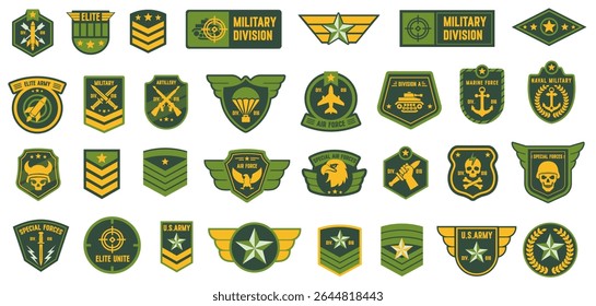 Military badges vector icon set