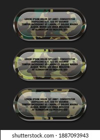 Military banner three glossy button