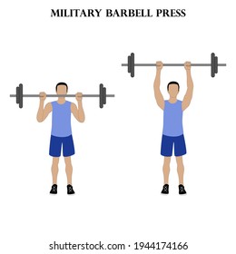 Military barbell press vector illustration on the white background.