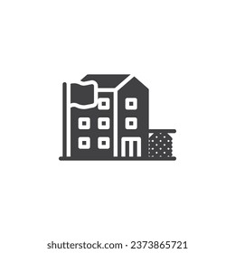 Military base camp vector icon. filled flat sign for mobile concept and web design. Military barracks glyph icon. Symbol, logo illustration. Vector graphics