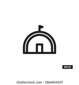 Military Base Icons. Military Camp Silhouette Symbols Vector