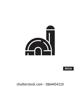 Military Base Icons. Military Camp Silhouette Symbols Vector