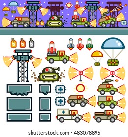 Military base at night flat game level kit