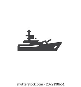 Military Battle Ship Vector Icon. Filled Flat Sign For Mobile Concept And Web Design. Military Ship Glyph Icon. Symbol, Logo Illustration. Vector Graphics