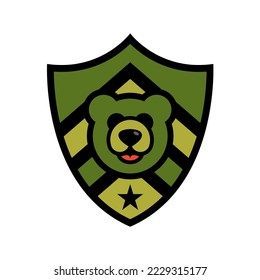 Military Bear Shield Badge Label Logo Design