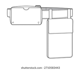 Cinturones militares técnicos de Vector de boceto plano ilustración de maqueta.