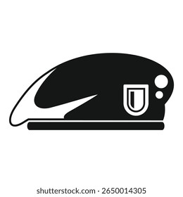 Military beret with badge and insignia side view silhouette icon
