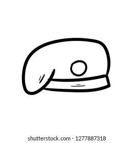 Military beret doodle icon vector 