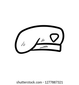 Military beret doodle icon vector 