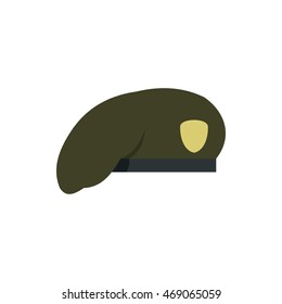 Military beret icon in flat style on a white background