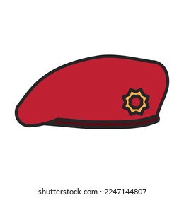 Military beret vector icon.Color vector icon isolated on white background military beret.