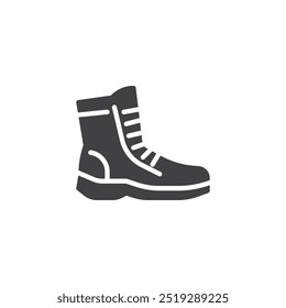 Military boot vector icon. filled flat sign for mobile concept and web design. Combat Boot glyph icon. Symbol, logo illustration. Vector graphics