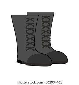 Military boots Black isolated. Army shoes on white background. soldiers footwear 