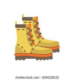 Botas militares, icono de vectores planos para paintball, airsoft, viajes