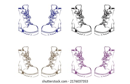 Military Boots Vector Illustration Isolated On A White Background
