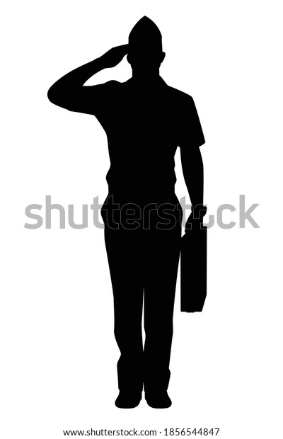 Military Cadet Silhouette Vector On White Stock Vector (Royalty Free ...